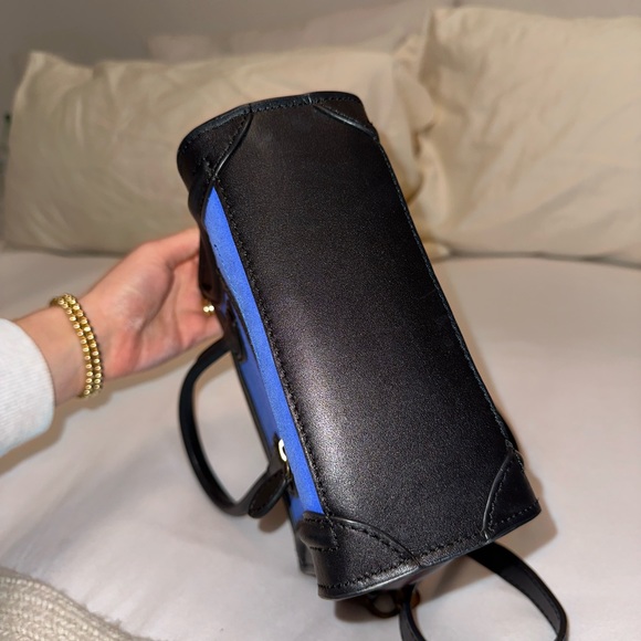 BRAND BEW CELINE NANO LUGGAGE BAG in blue suede burgundy and black color way - Picture 3 of 4